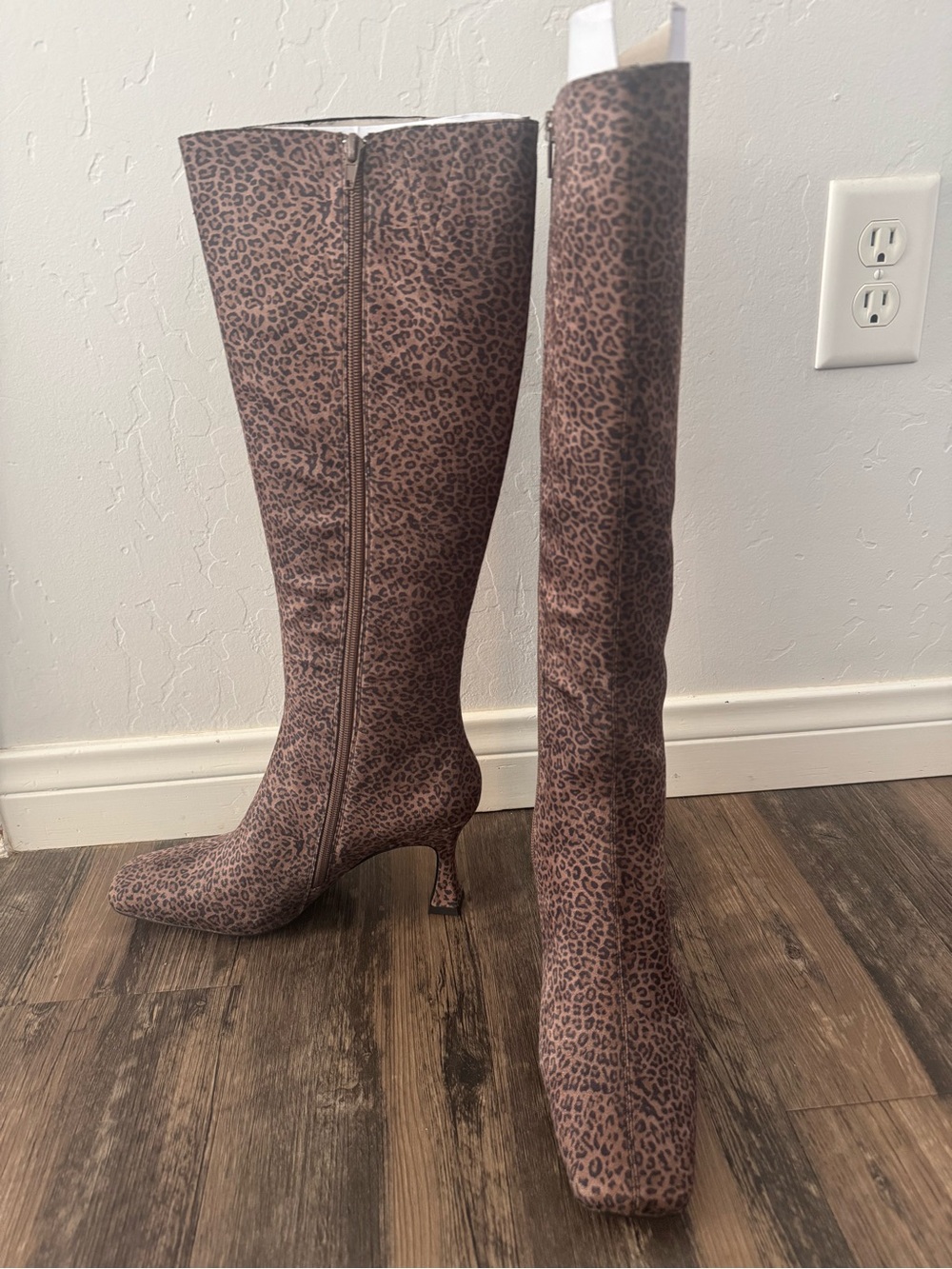 Anthropology, Jeffrey Campbell Leopard Print Knee-High Heeled Boots in Brown